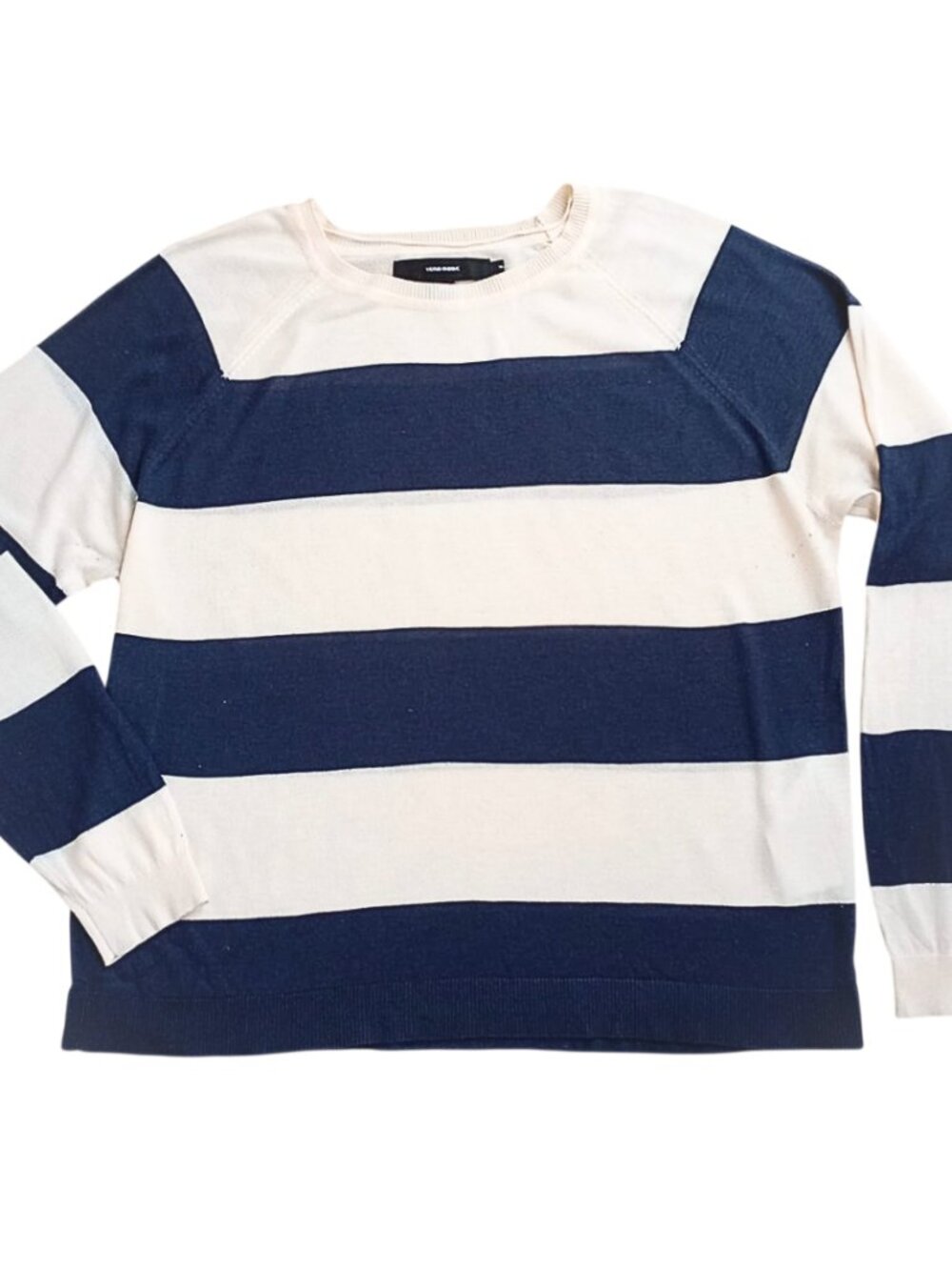 Vero Moda Navy Cream Striped Knit Sweater XL L